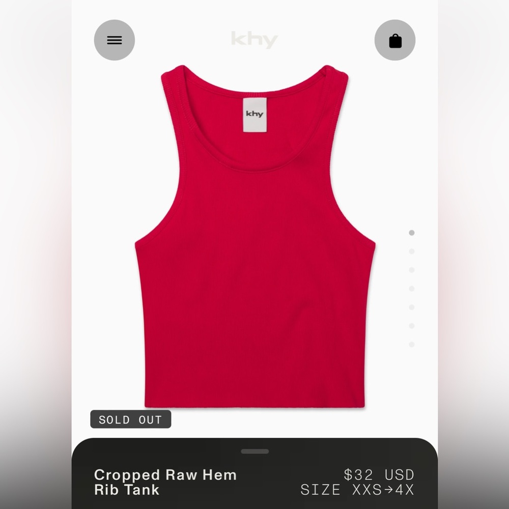 Sold Out KHY Red Cropped Raw Hem Rib Tank Top